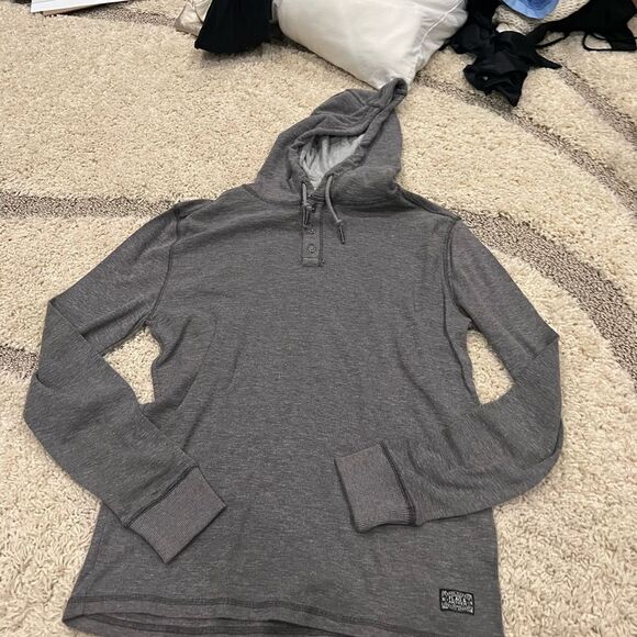 men’s flag and anthem gray hooded long sleeve - Picture 1 of 4